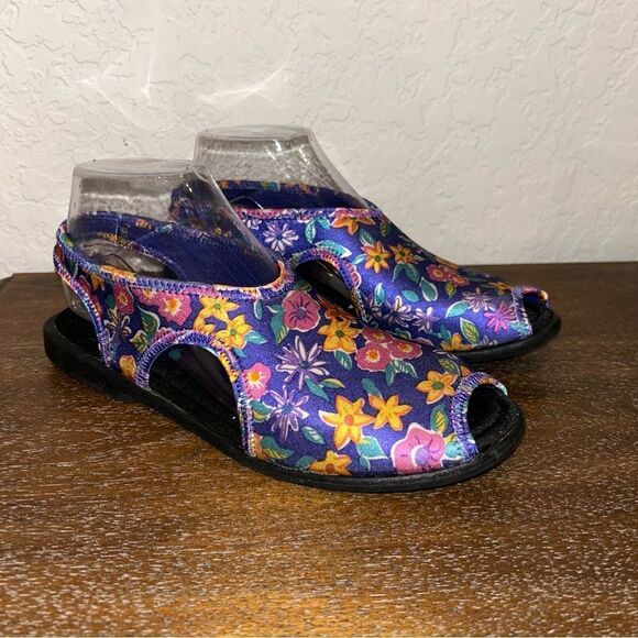 Vintage Keds Floral Print Sun Surf Slip On Sling Back Sandal Shoes - Picture 2 of 10